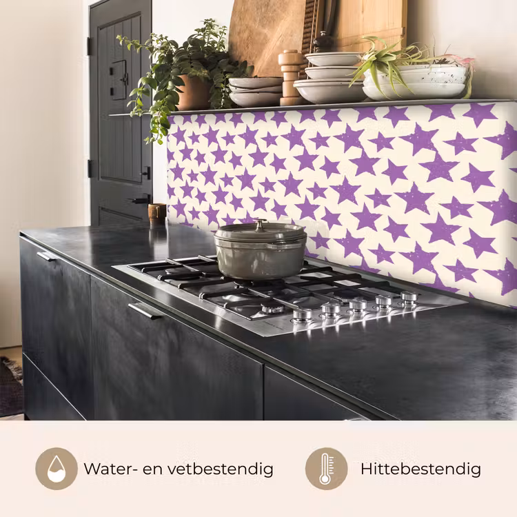 Keuken achterwand - Paars - Geometrisch - Sterren - Stempel - Patroon — 3
