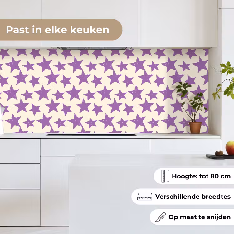 Keuken achterwand - Paars - Geometrisch - Sterren - Stempel - Patroon — 4