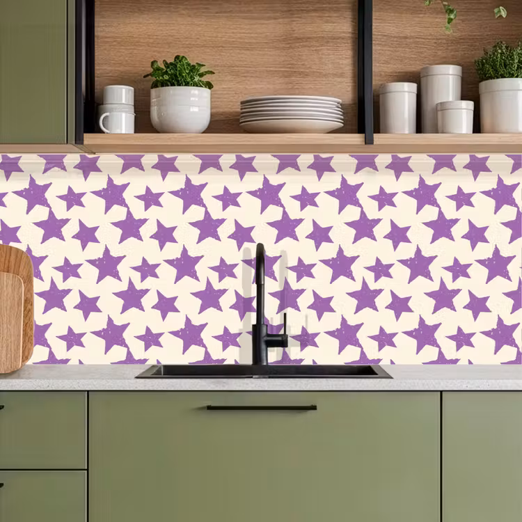 Keuken achterwand - Paars - Geometrisch - Sterren - Stempel - Patroon — 5