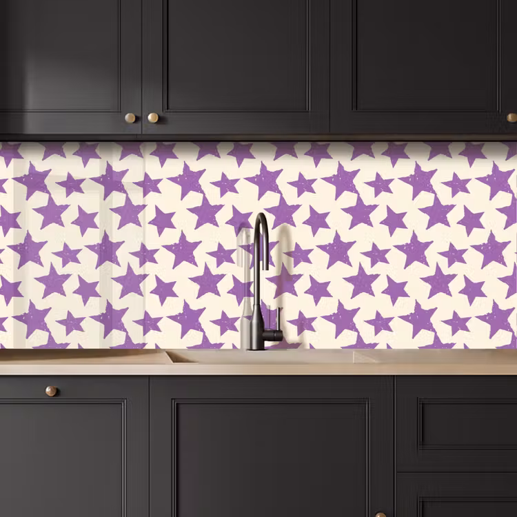 Keuken achterwand - Paars - Geometrisch - Sterren - Stempel - Patroon — 6