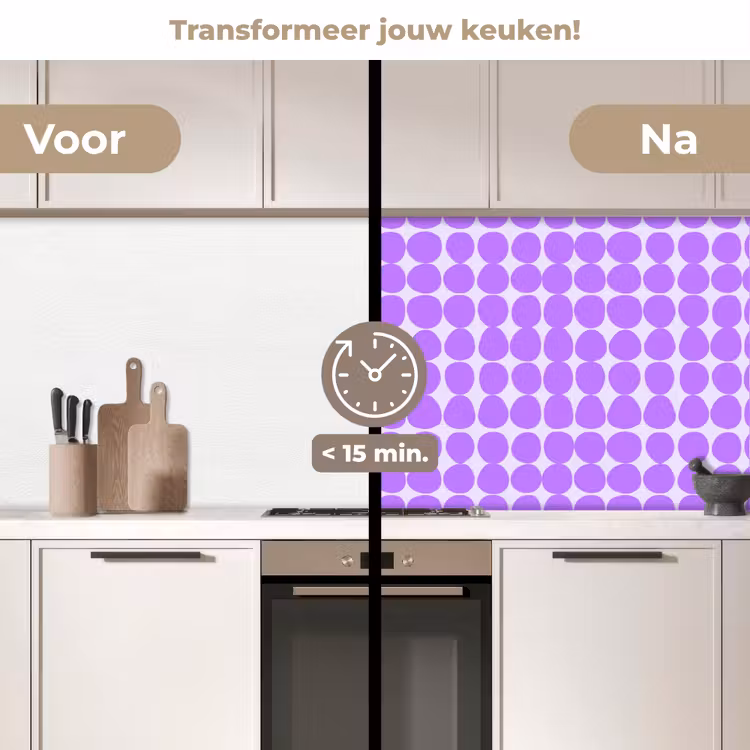 Keuken achterwand - Paars - Geometrisch - Stippen - Polka Dot - Patroon — 2