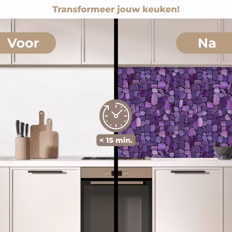 Keuken achterwand - Paars - Mozaïek - Scherven - Steen - Patroon — 2