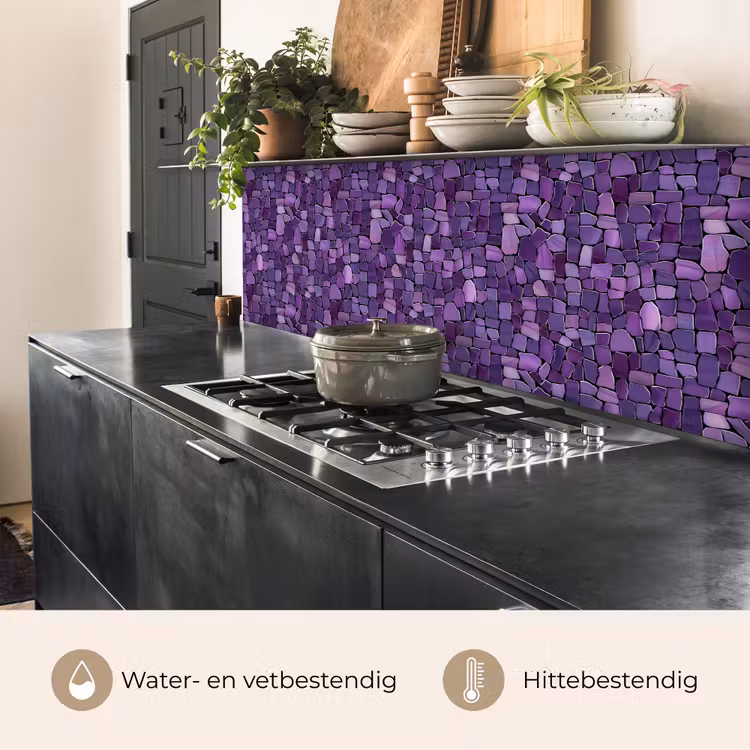 Keuken achterwand - Paars - Mozaïek - Scherven - Steen - Patroon — 3