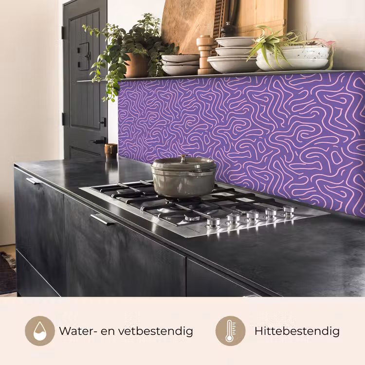 Keuken achterwand - Paars - Roze - Abstract - Lijnen - Doolhof - Patroon — 3