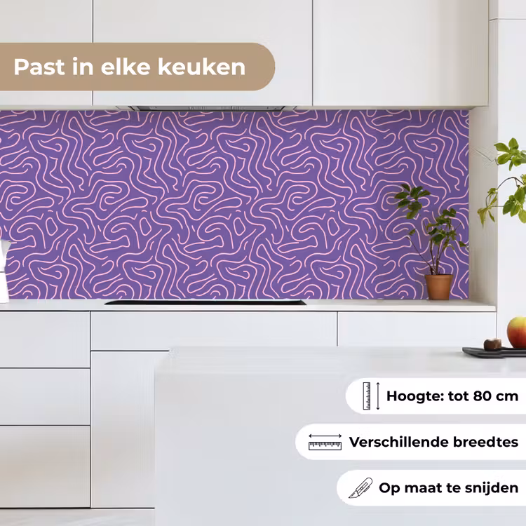 Keuken achterwand - Paars - Roze - Abstract - Lijnen - Doolhof - Patroon — 4