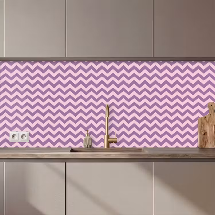 Keuken achterwand - Paars - Roze - Geometrisch - Chevron - Zigzag - Patroon — 1