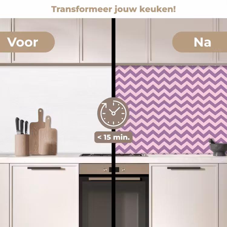 Keuken achterwand - Paars - Roze - Geometrisch - Chevron - Zigzag - Patroon — 2