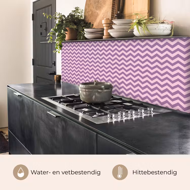 Keuken achterwand - Paars - Roze - Geometrisch - Chevron - Zigzag - Patroon — 3