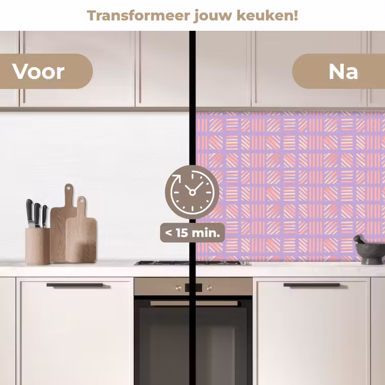 Keuken achterwand - Paars - Roze - Geometrisch - Strepen - Blokken - Patroon — 2