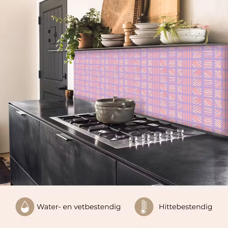 Keuken achterwand - Paars - Roze - Geometrisch - Strepen - Blokken - Patroon — 3
