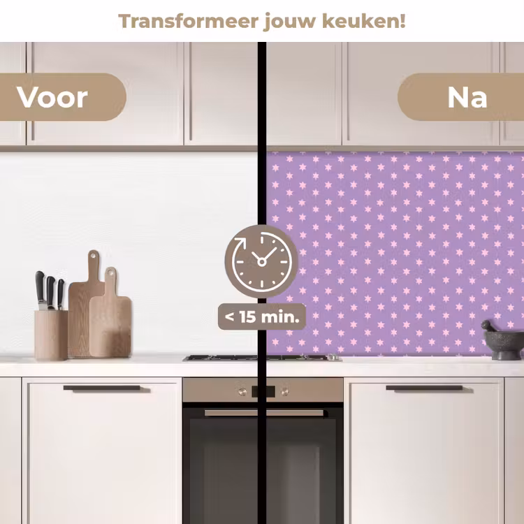 Keuken achterwand - Paars - Roze - Sterren - Geometrisch - Patroon — 2