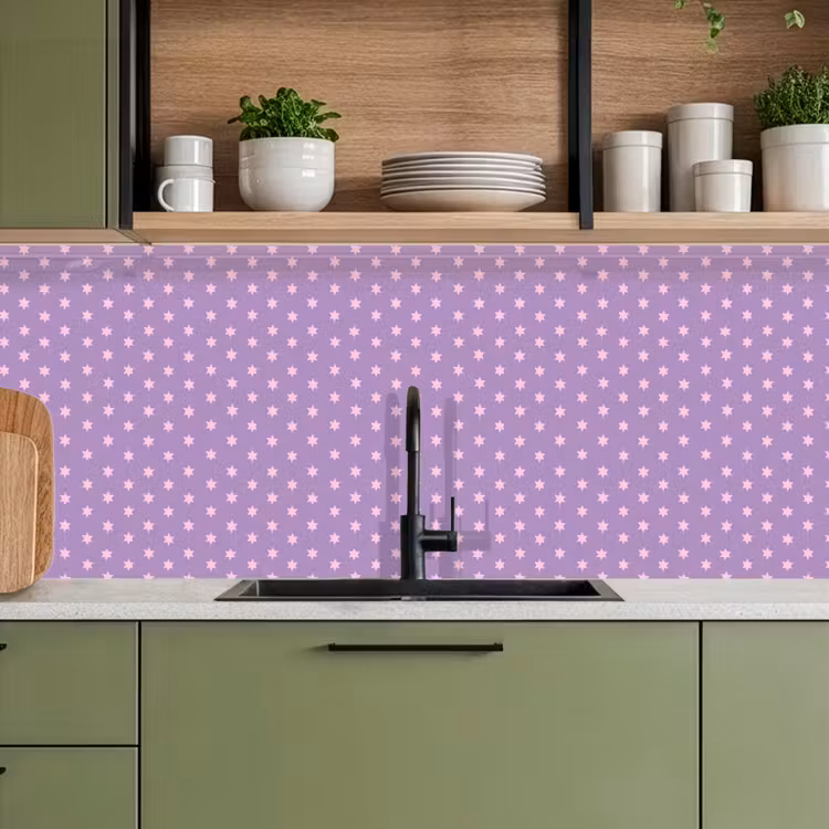 Keuken achterwand - Paars - Roze - Sterren - Geometrisch - Patroon — 5
