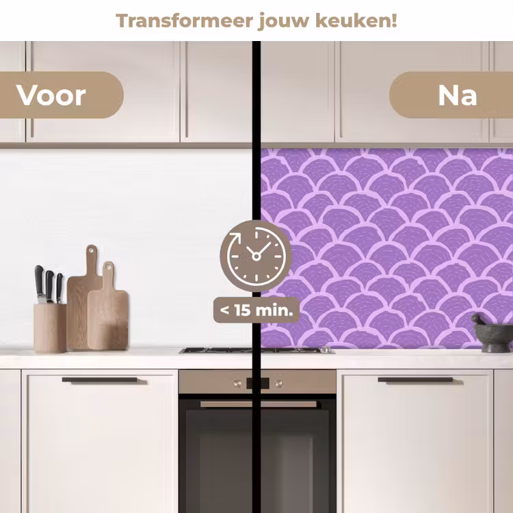 Keuken achterwand - Paars - Schubber - Schelpen - Handgetekend - Patroon — 2