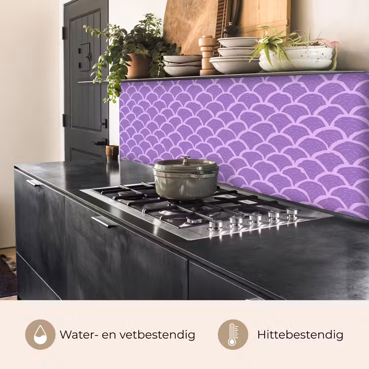 Keuken achterwand - Paars - Schubber - Schelpen - Handgetekend - Patroon — 3