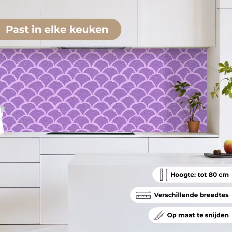 Keuken achterwand - Paars - Schubber - Schelpen - Handgetekend - Patroon — 4