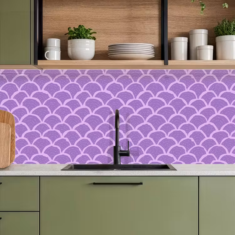 Keuken achterwand - Paars - Schubber - Schelpen - Handgetekend - Patroon — 5