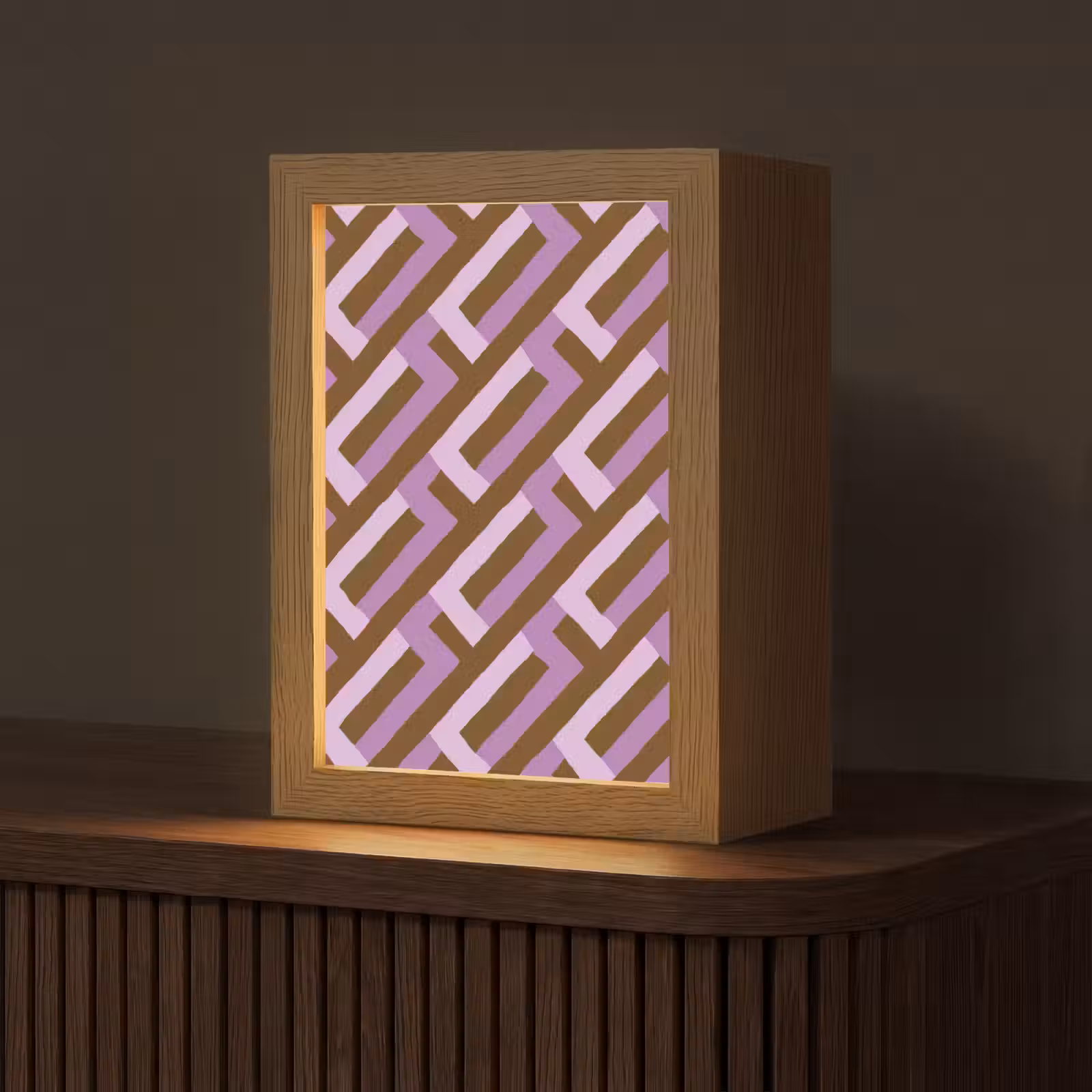 Gepersonaliseerde Lightbox - Bruin - Roze - Geometrisch - Meander - Patroon — 1