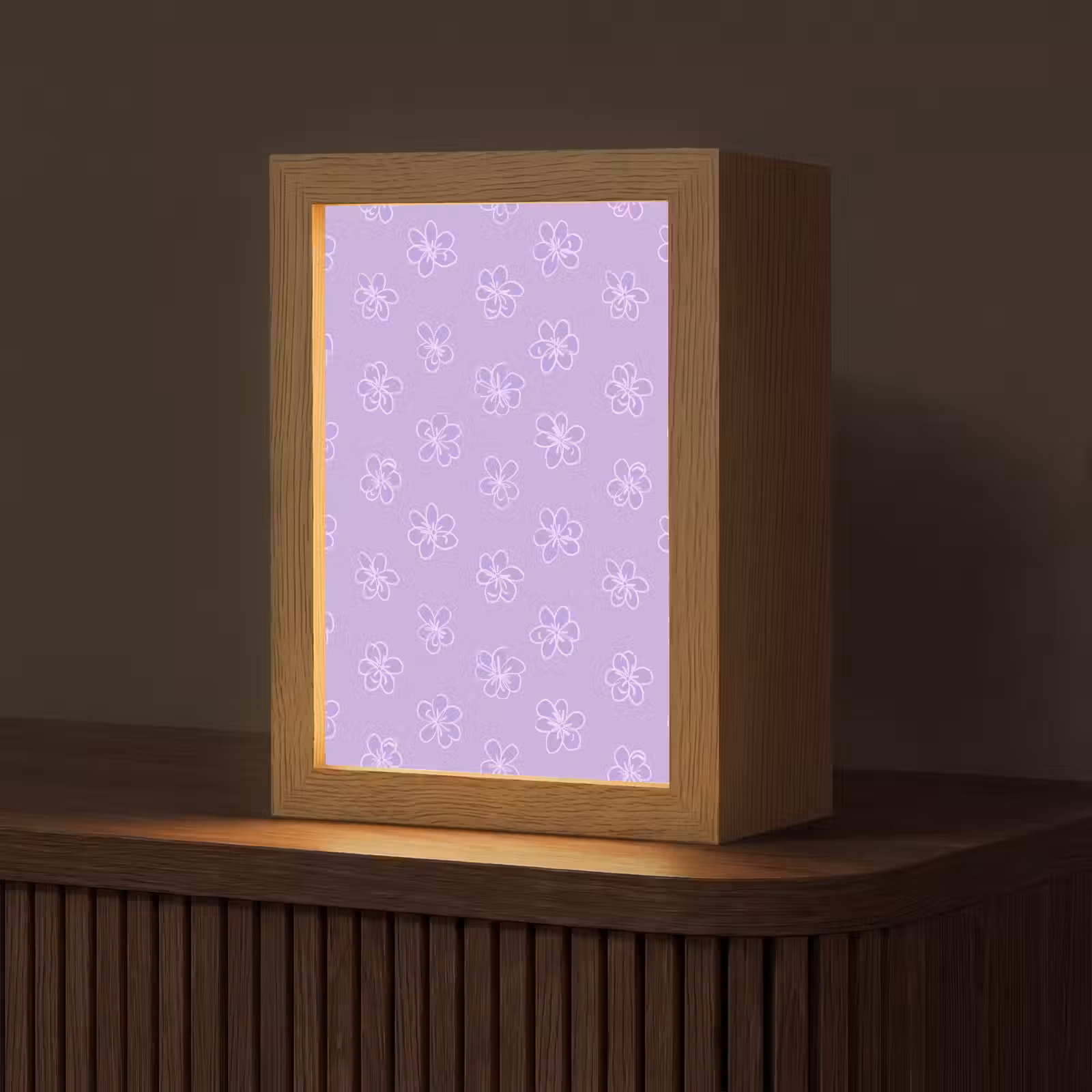 Gepersonaliseerde Lightbox - Lila - Botanisch - Bloemen - Handgetekend - Patroon — 1