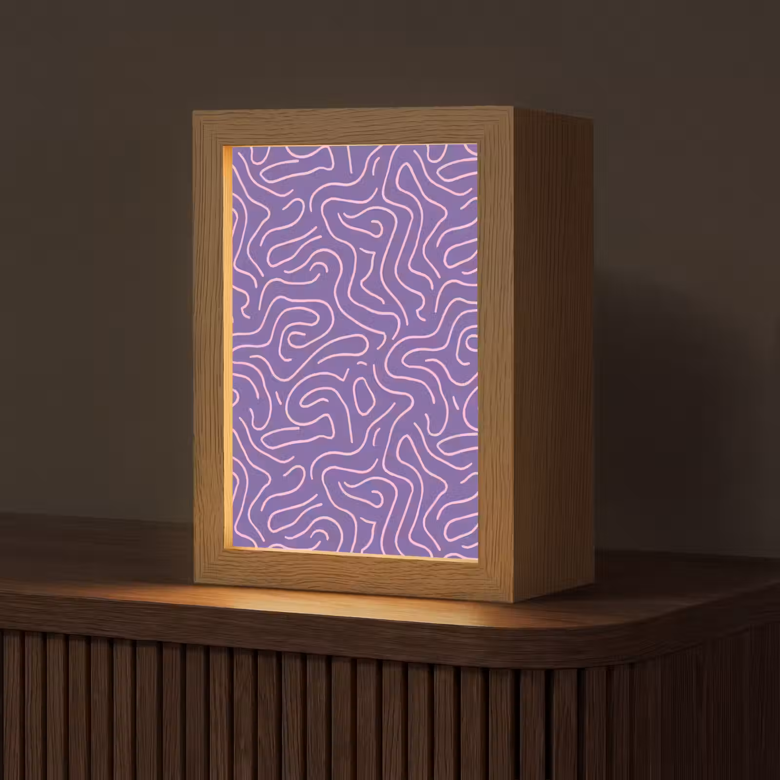Gepersonaliseerde Lightbox - Paars - Roze - Abstract - Lijnen - Doolhof - Patroon — 1