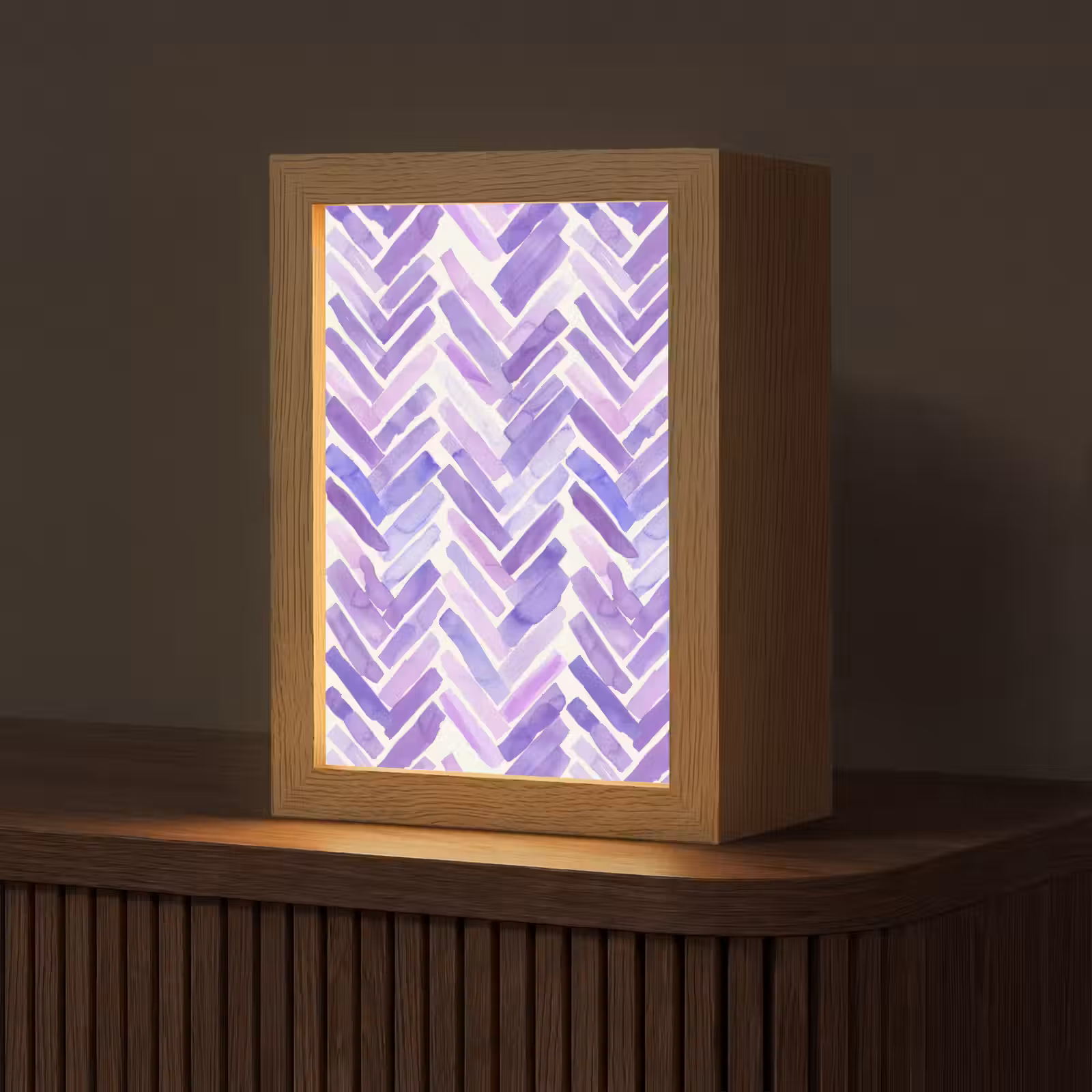 Gepersonaliseerde Lightbox - Paars - Visgraat - Aquarel - Penseelstreken - Patroon — 1
