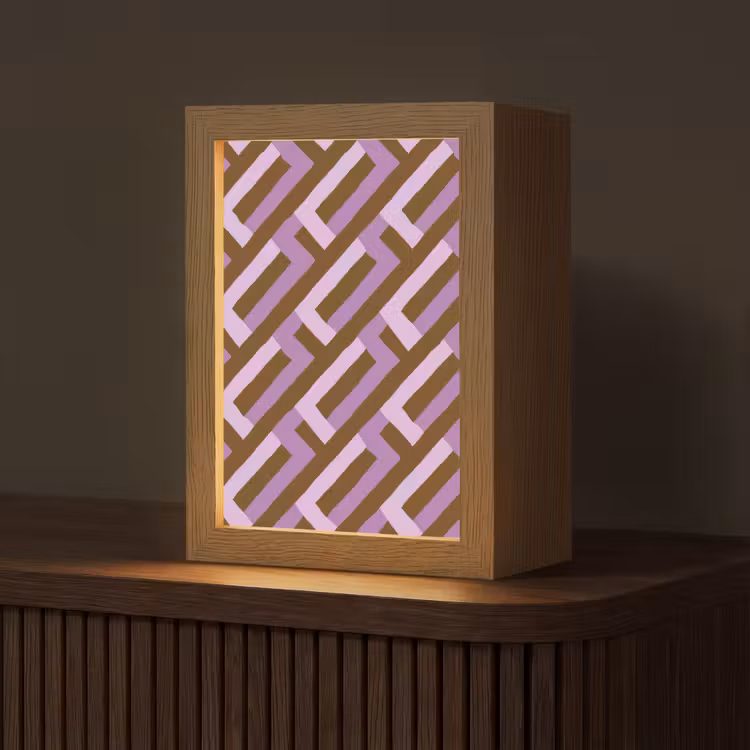 Gepersonaliseerde Lightbox - Bruin - Roze - Geometrisch - Meander - Patroon — 1
