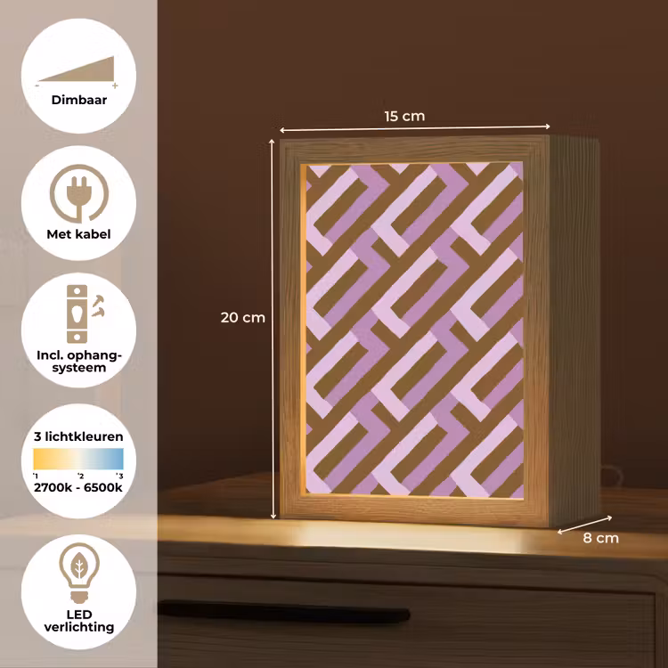 Gepersonaliseerde Lightbox - Bruin - Roze - Geometrisch - Meander - Patroon — 7