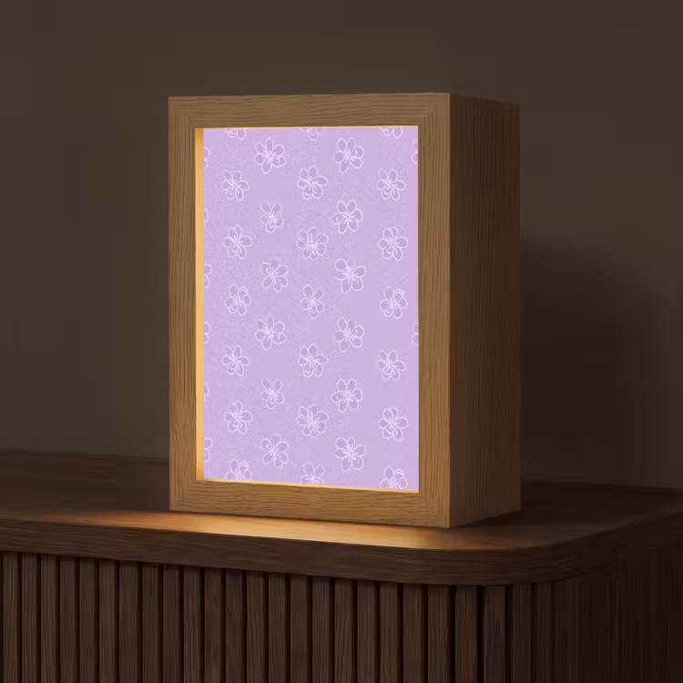 Gepersonaliseerde Lightbox - Lila - Botanisch - Bloemen - Handgetekend - Patroon — 1