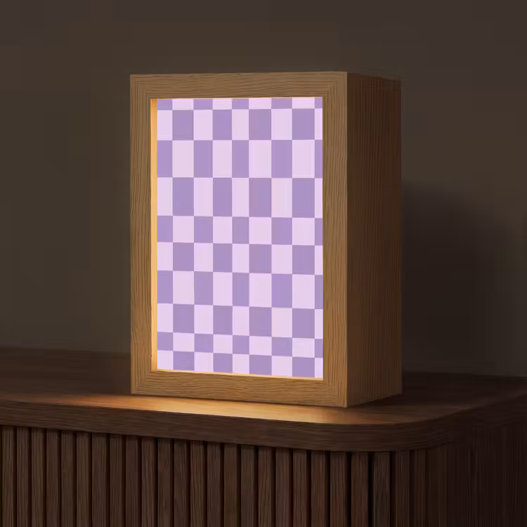 Gepersonaliseerde Lightbox - Paars - Geometrisch - Dambord - Blokken - Patroon — 1