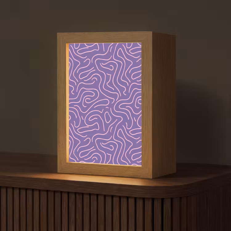 Gepersonaliseerde Lightbox - Paars - Roze - Abstract - Lijnen - Doolhof - Patroon — 1