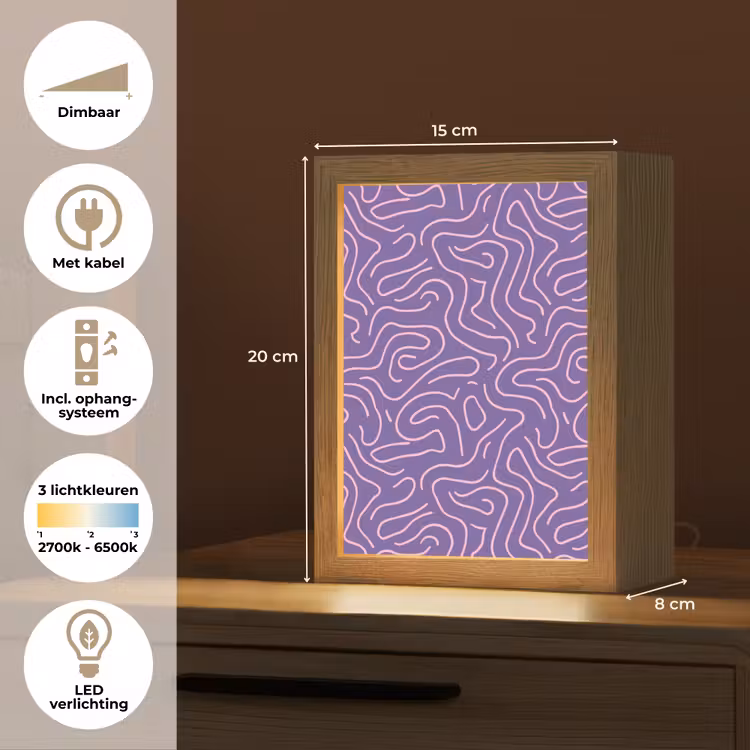 Gepersonaliseerde Lightbox - Paars - Roze - Abstract - Lijnen - Doolhof - Patroon — 7