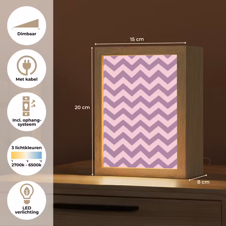 Gepersonaliseerde Lightbox - Paars - Roze - Geometrisch - Chevron - Zigzag - Patroon — 7