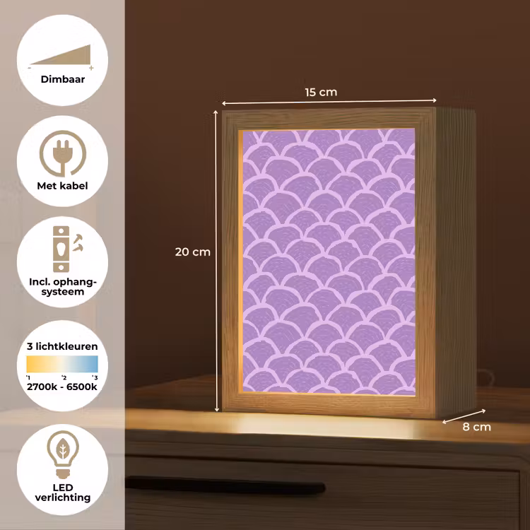 Gepersonaliseerde Lightbox - Paars - Schubber - Schelpen - Handgetekend - Patroon — 7