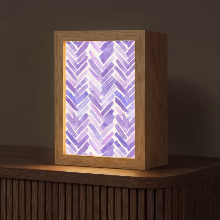 Gepersonaliseerde Lightbox - Paars - Visgraat - Aquarel - Penseelstreken - Patroon — 1