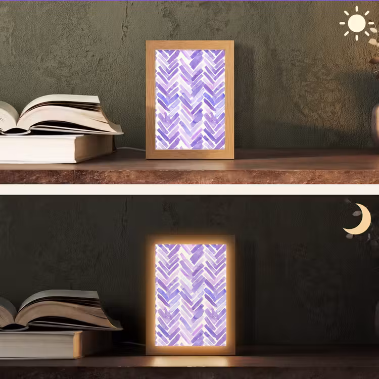 Gepersonaliseerde Lightbox - Paars - Visgraat - Aquarel - Penseelstreken - Patroon — 5