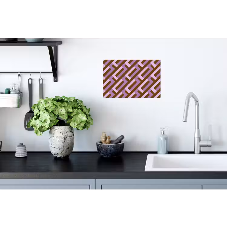 Muursticker - Bruin - Roze - Geometrisch - Meander - Patroon — 2