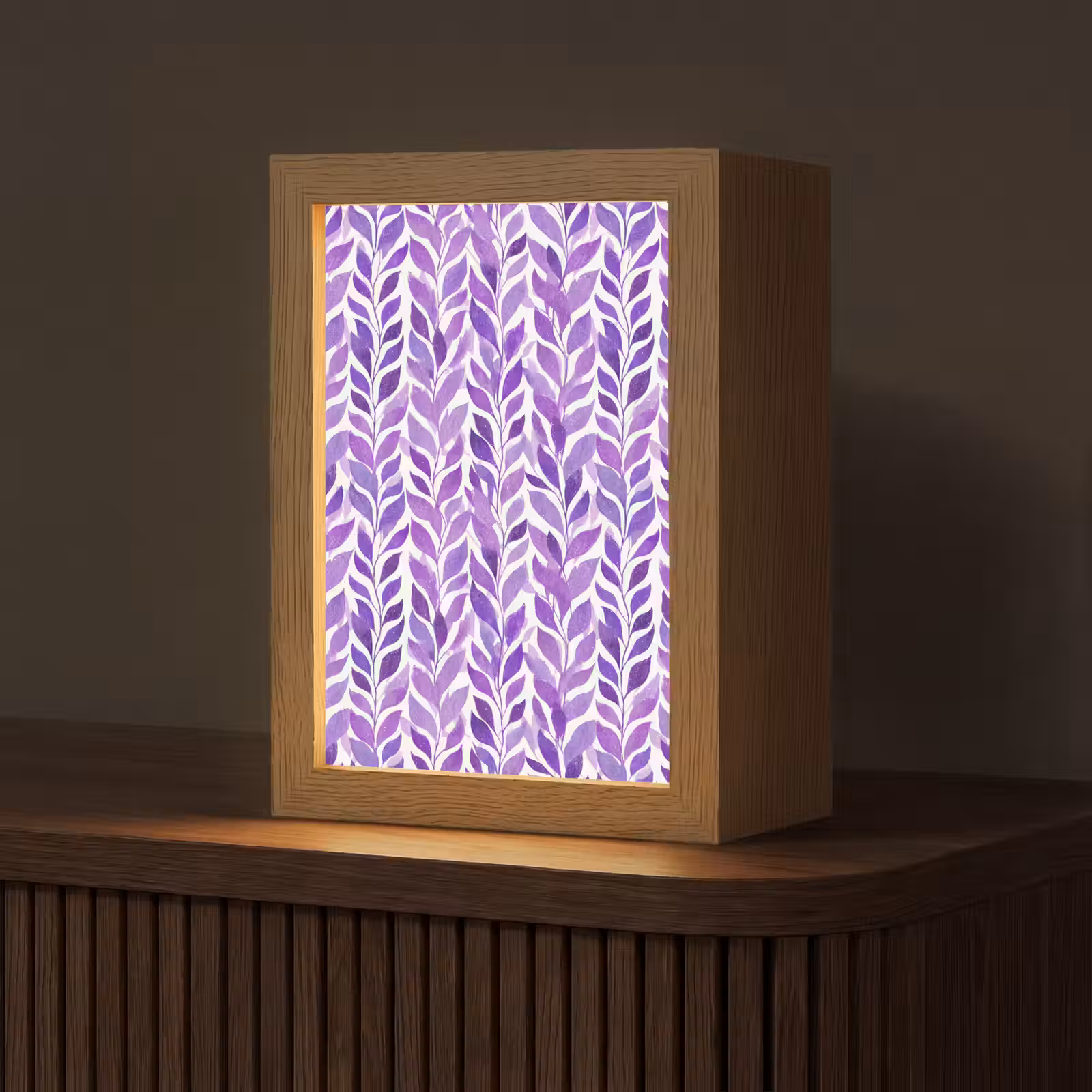 Gepersonaliseerde Lightbox - Paars - Botanisch - Bladeren - Aquarel - Takken - Patroon — 1
