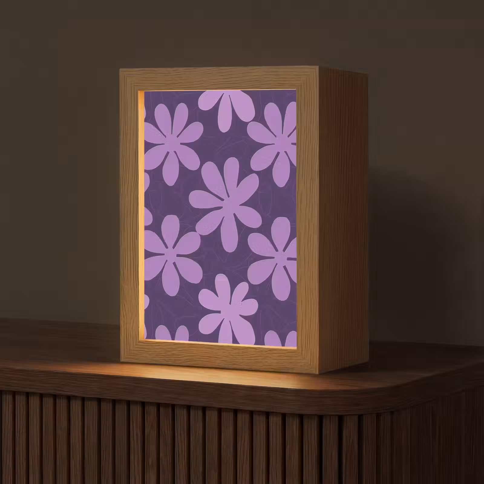 Gepersonaliseerde Lightbox - Paars - Botanisch - Bloemen - Retro - Patroon — 1
