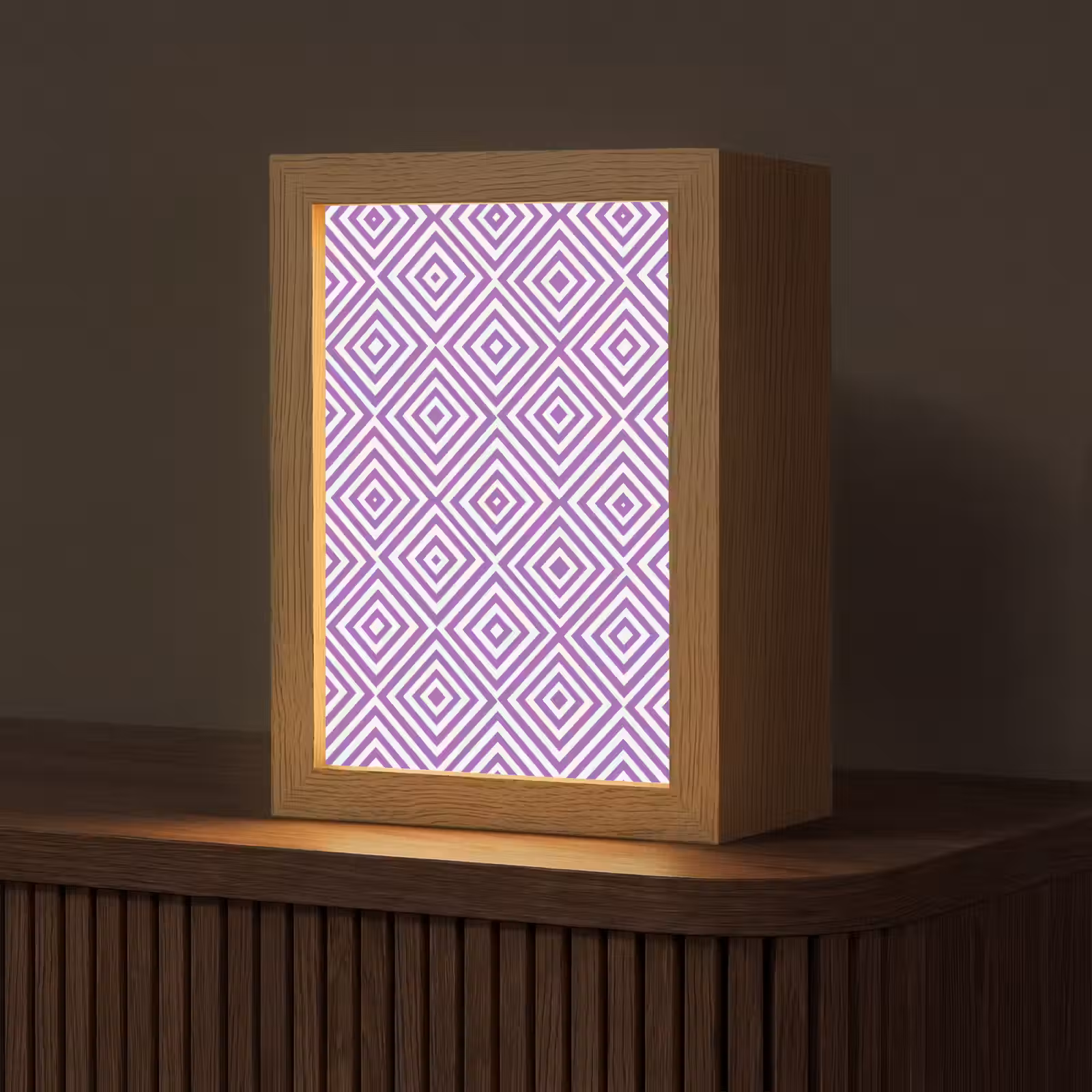 Gepersonaliseerde Lightbox - Paars - Geometrisch - Ruiten - Concentrisch - Patroon — 1