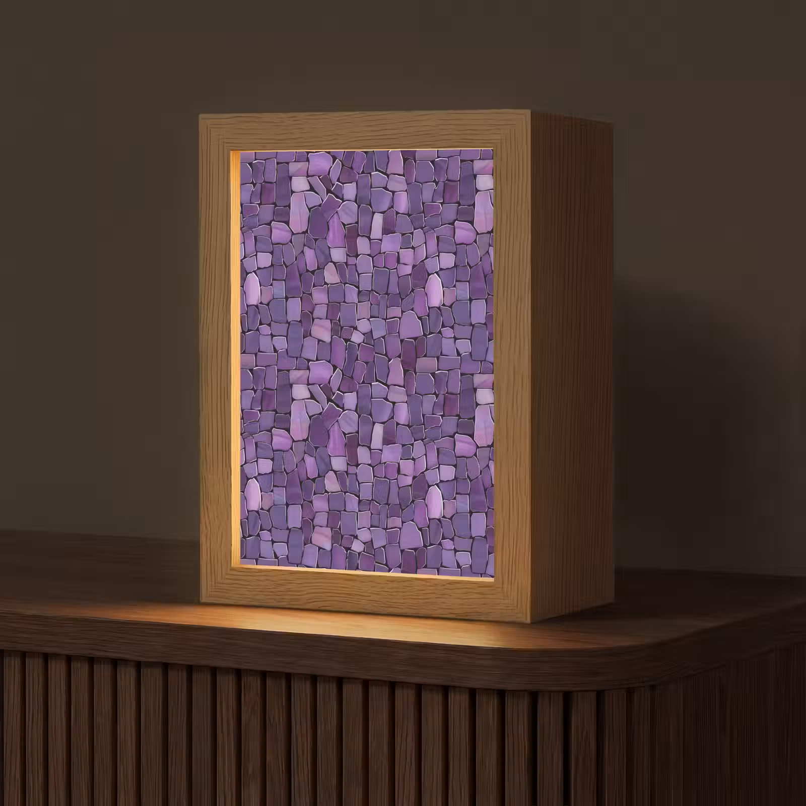 Gepersonaliseerde Lightbox - Paars - Mozaïek - Scherven - Steen - Patroon — 1