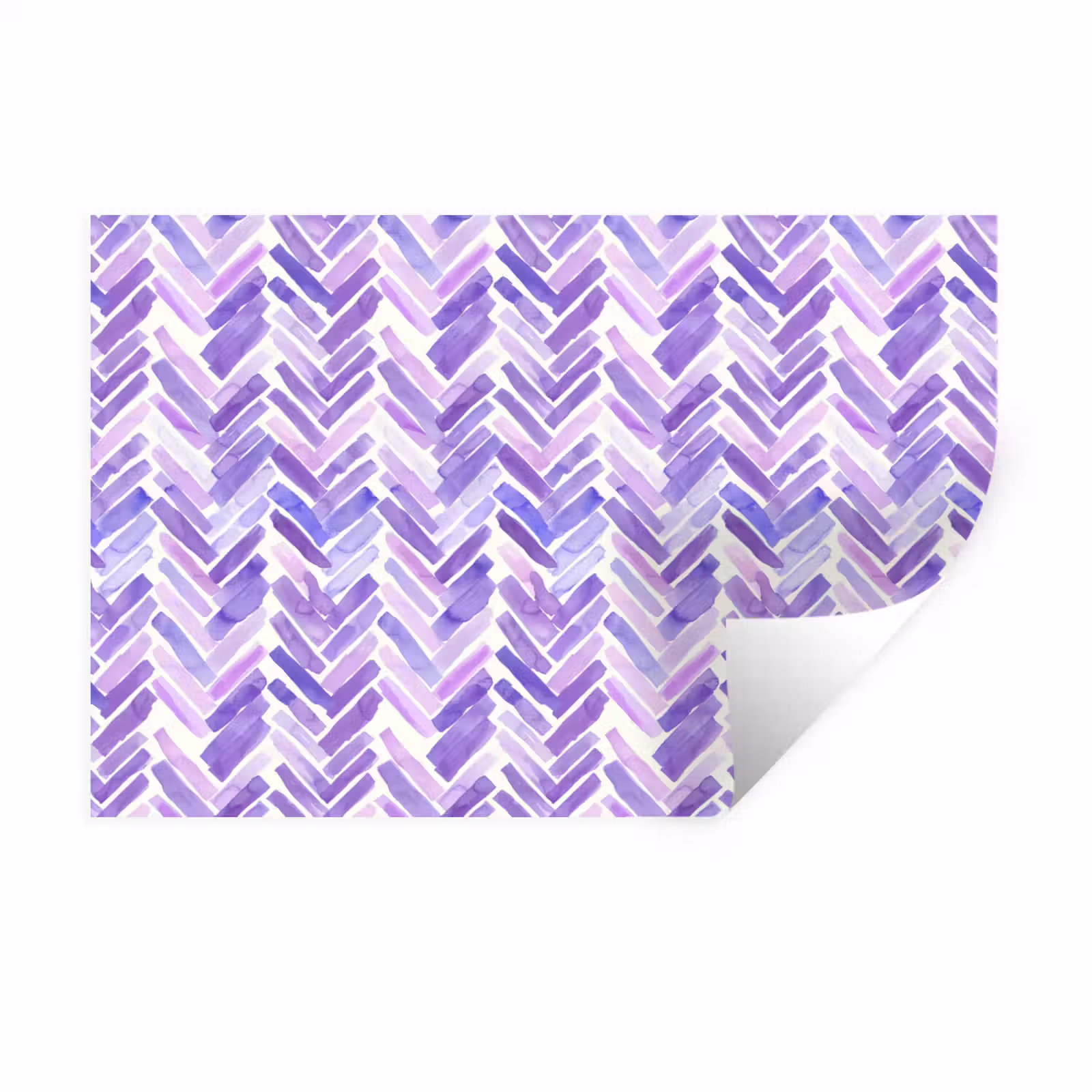 Muursticker - Paars - Visgraat - Aquarel - Penseelstreken - Patroon — 1