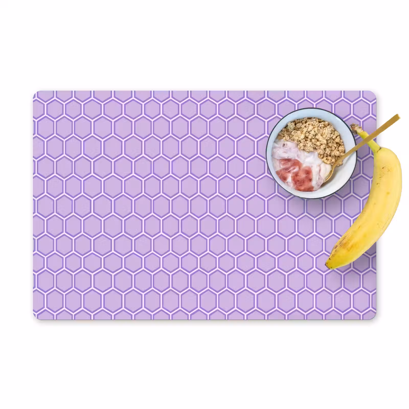 Placemat - 6 stuks - Paars - Geometrisch - Honeycomb - Bijenraat - Patroon — 1
