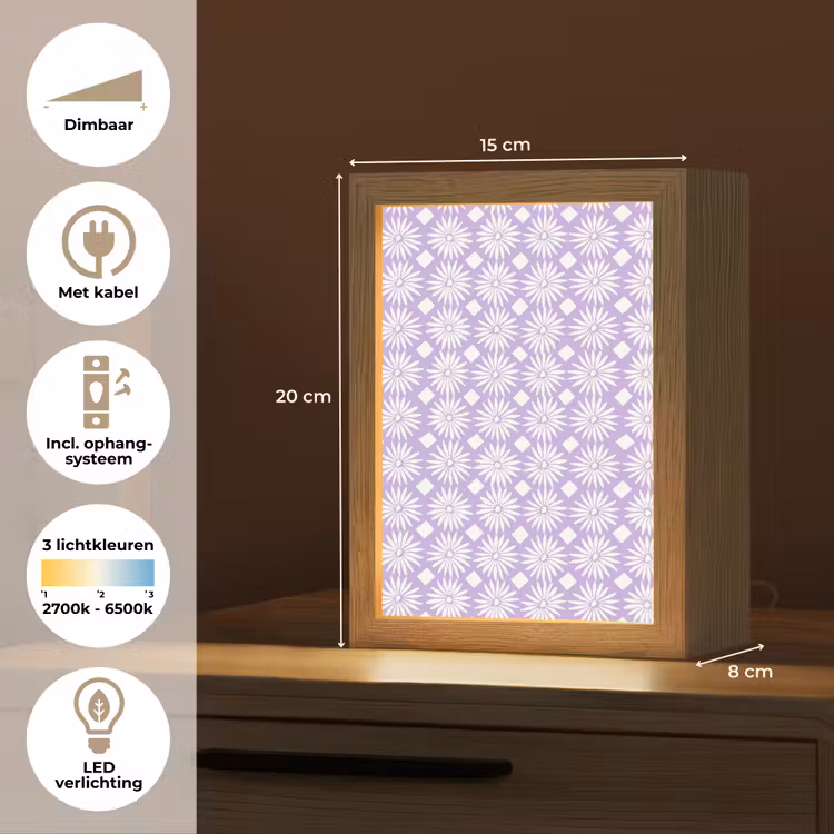 Gepersonaliseerde Lightbox - Lila - Botanisch - Bloemen - Margrieten - Patroon — 7