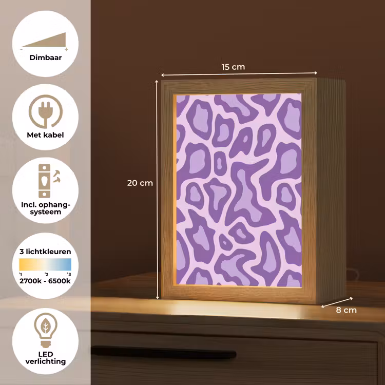Gepersonaliseerde Lightbox - Paars - Abstract - Luipaard - Vlekken - Groovy - Patroon — 7