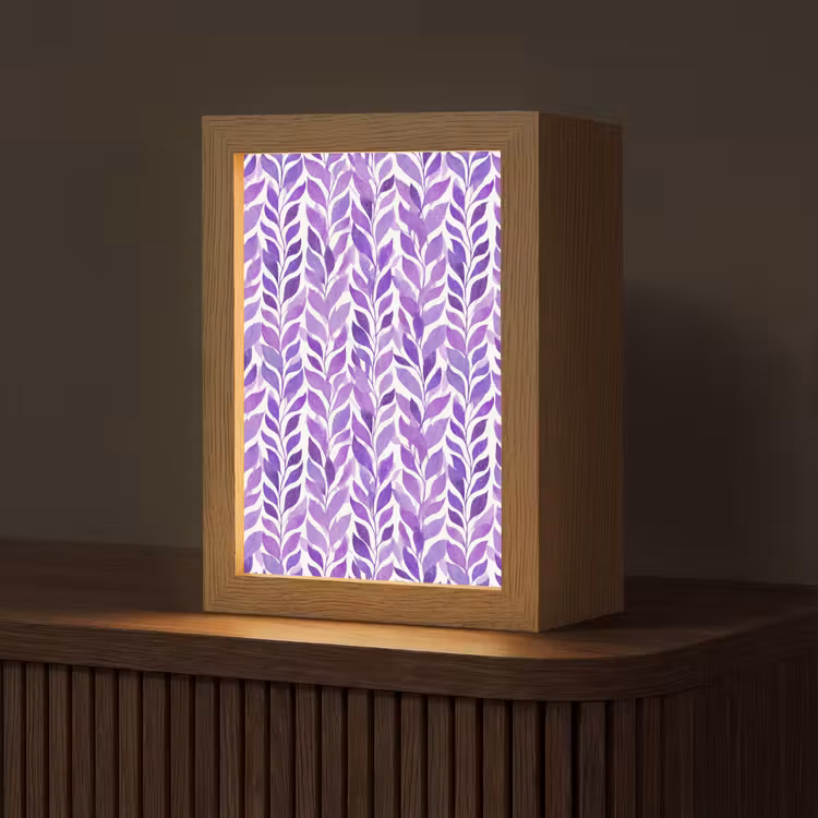 Gepersonaliseerde Lightbox - Paars - Botanisch - Bladeren - Aquarel - Takken - Patroon — 1