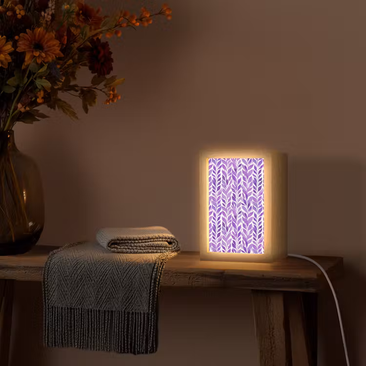 Gepersonaliseerde Lightbox - Paars - Botanisch - Bladeren - Aquarel - Takken - Patroon — 3