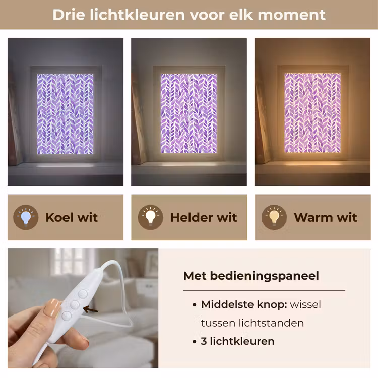 Gepersonaliseerde Lightbox - Paars - Botanisch - Bladeren - Aquarel - Takken - Patroon — 6