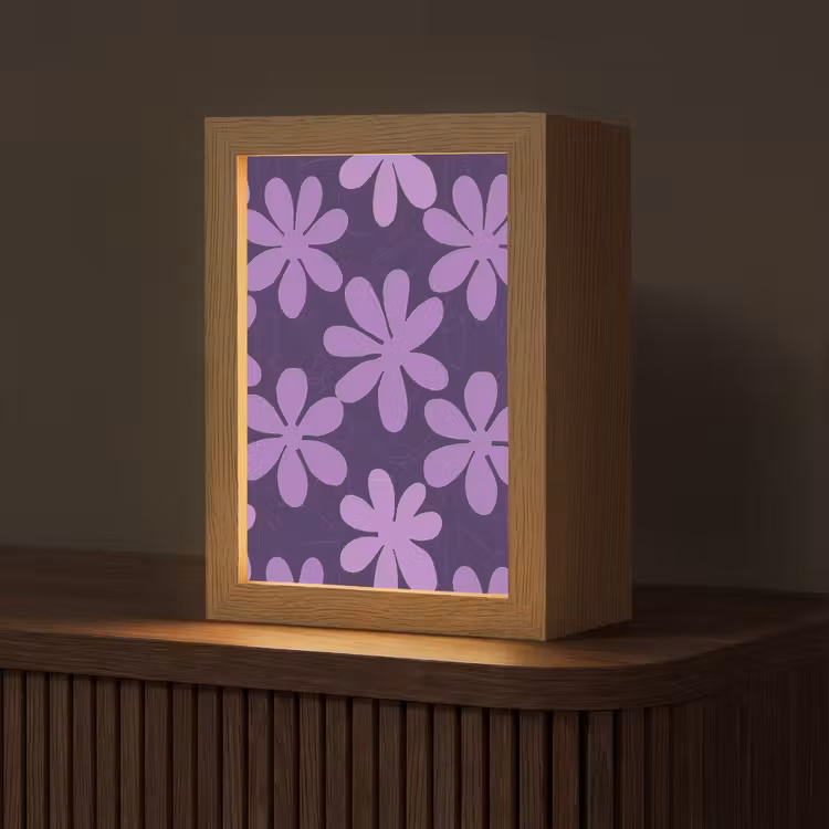 Gepersonaliseerde Lightbox - Paars - Botanisch - Bloemen - Retro - Patroon — 1
