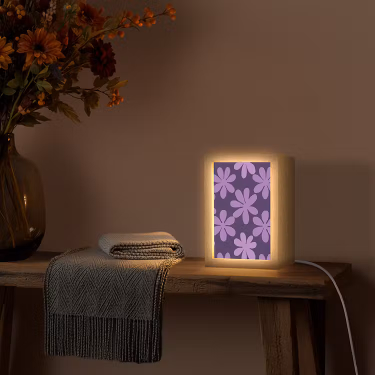 Gepersonaliseerde Lightbox - Paars - Botanisch - Bloemen - Retro - Patroon — 3