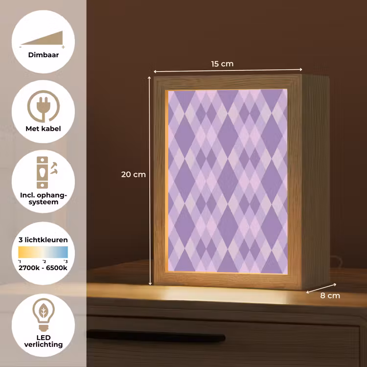 Gepersonaliseerde Lightbox - Paars - Geometrisch - Ruiten - Argyle - Patroon — 7
