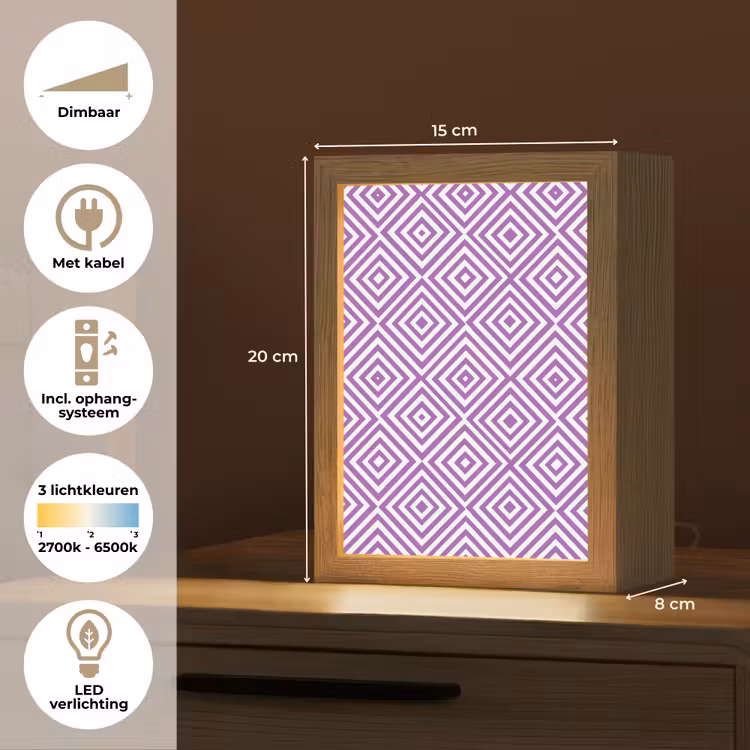 Gepersonaliseerde Lightbox - Paars - Geometrisch - Ruiten - Concentrisch - Patroon — 7